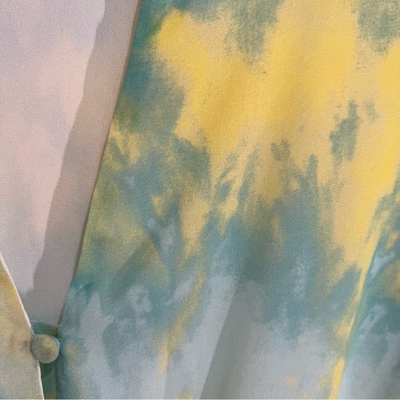 Vince Camino Green Yellow Tie Dyed Tie Blouse XS - Picture 3 of 8